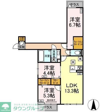 セレスティア谷在家II(1LDK/2階)の間取り写真