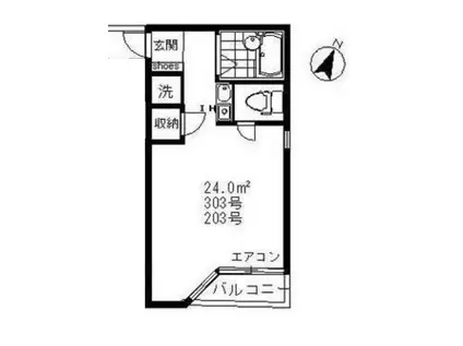 リバーサイドII(ワンルーム/3階)の間取り写真