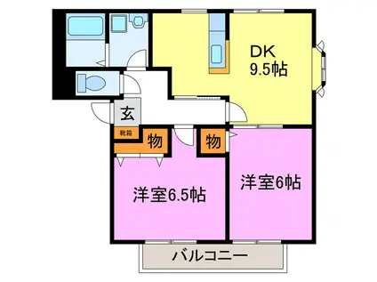 パナホーム中川(2DK/2階)の間取り写真