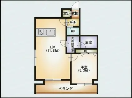 オクト川端町(1LDK/6階)の間取り写真