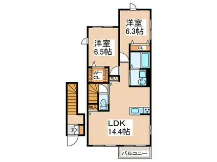 エシカル柴崎(2LDK/2階)の間取り写真
