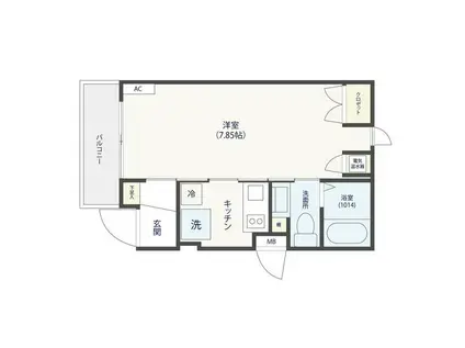 SUGAR CUBE KAWAGUCHI II(1K/3階)の間取り写真