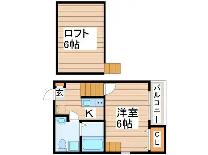 クローバーガーデン(1K/1階)の間取り写真