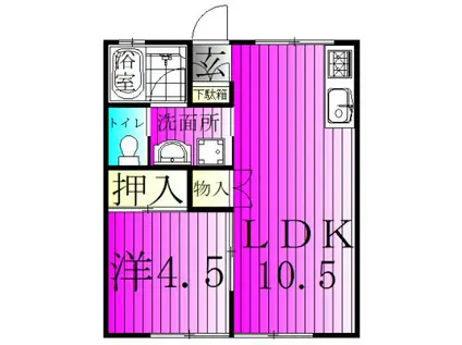 メゾン逆井(2DK/1階)の間取り写真