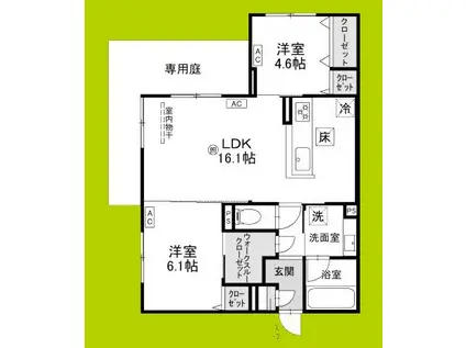 ファブール東羽衣(2LDK/1階)の間取り写真