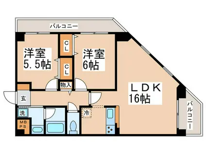 ハイグランドマンション(2LDK/2階)の間取り写真