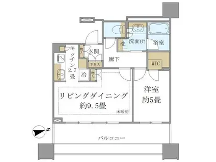 白金ザ・スカイ西棟(1LDK/15階)の間取り写真
