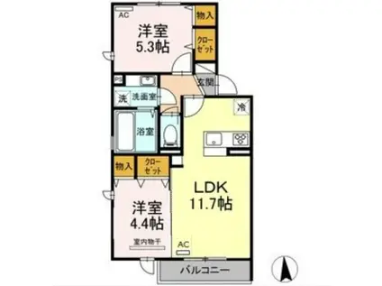 G・プレックス II(2LDK/2階)の間取り写真