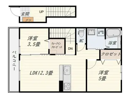 セレーノII(2LDK/2階)の間取り写真