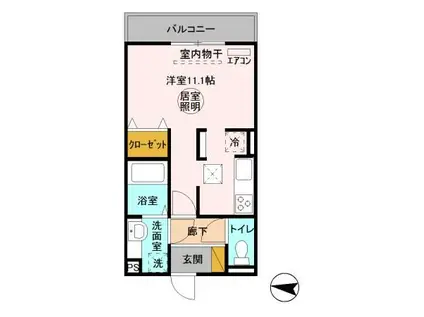 ラ・ドルチェヴィータ B(ワンルーム/1階)の間取り写真