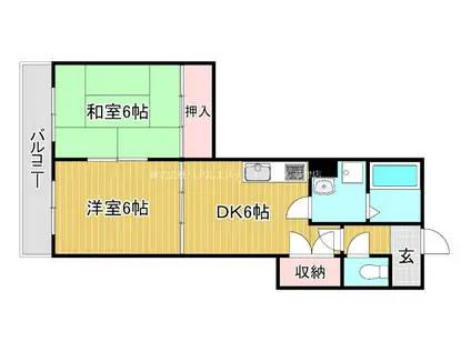 ソシオ東亜(2DK/4階)の間取り写真