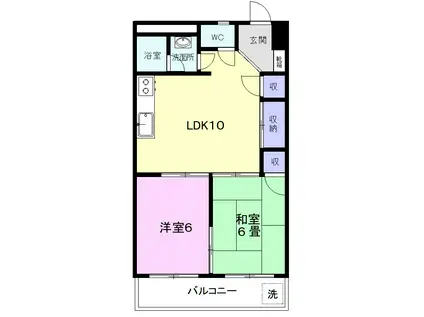 東海レジデンス(2LDK/3階)の間取り写真