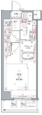 クレヴィスタ中野(1K/6階)の間取り写真