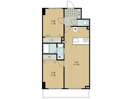 ノース TRUST(2LDK/6階)の間取り写真