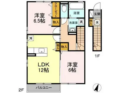 COZY COURT C(2LDK/2階)の間取り写真