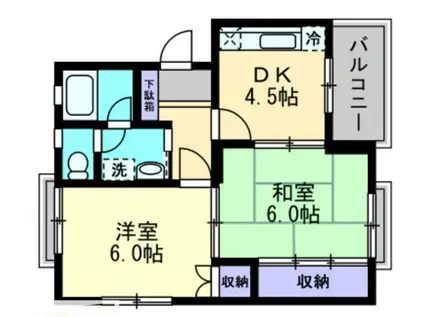柳ハイツ(2DK/2階)の間取り写真
