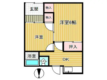 塩川荘(2DK/1階)の間取り写真