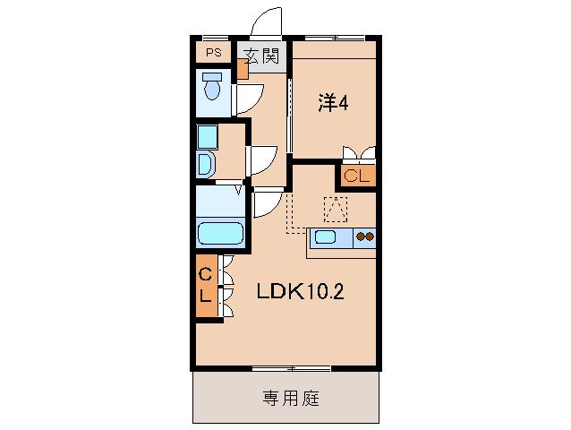 ディアベルジュ(1LDK/1階)の間取り写真
