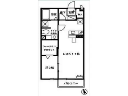 モナリエ平和台II(1LDK/2階)の間取り写真