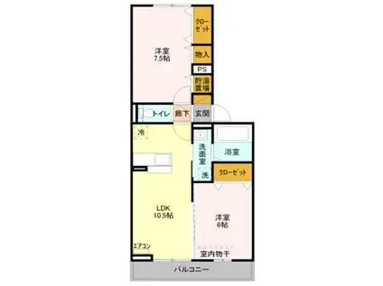 レイディアント(2LDK/2階)の間取り写真