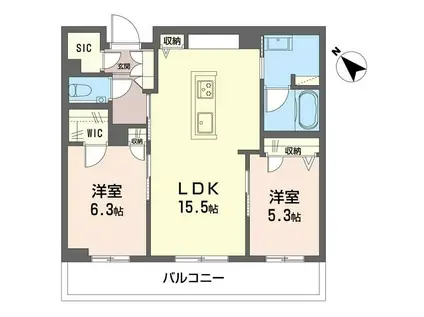 グラン リジエール(2LDK/2階)の間取り写真