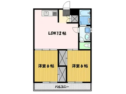 松八ビル(2LDK/4階)の間取り写真