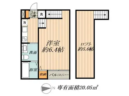 シェモア中島町(1K/2階)の間取り写真