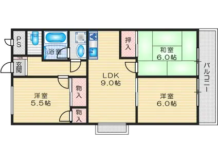 アトレーユ日吉台(3LDK/2階)の間取り写真