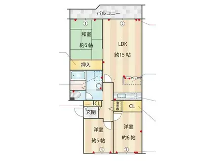 大宮七里サンコーポ1号棟(3LDK/4階)の間取り写真