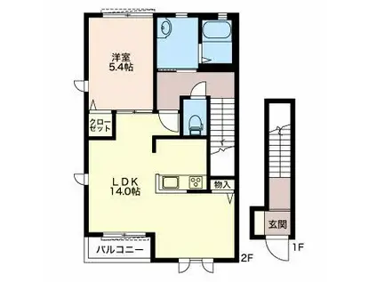プラウド(1LDK/2階)の間取り写真