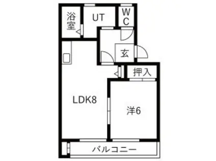 アムールハイツ(1LDK/2階)の間取り写真