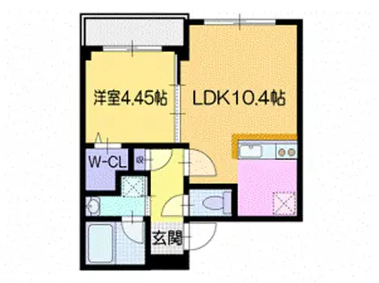 オルセーイスト稲穂(1LDK/4階)の間取り写真