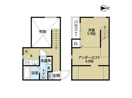 ABETINA伊都(1K/2階)の間取り写真