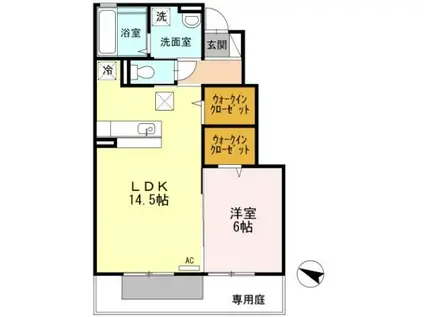 ベネフィック(1LDK/1階)の間取り写真