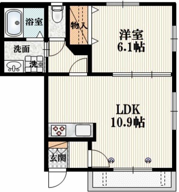 SOLEIL I(1LDK/1階)の間取り写真