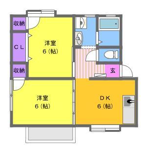 ハイツカトレア(2DK/1階)の間取り写真