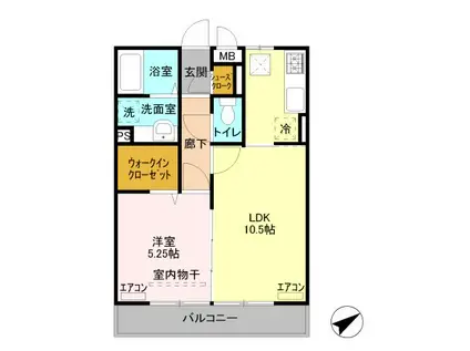 ハイグレードみずほ野(1LDK/1階)の間取り写真