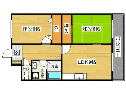 メゾン南町(2DK/3階)の間取り写真