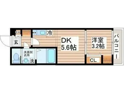 GRACE雨宮(1DK/1階)の間取り写真