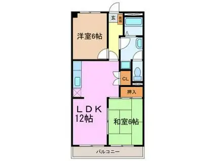 サニーハイツKITO(2LDK/3階)の間取り写真