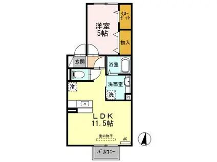 シャトレ夢咲(1LDK/2階)の間取り写真