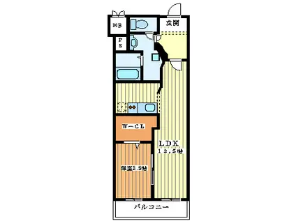 COCO MARINI(1LDK/1階)の間取り写真