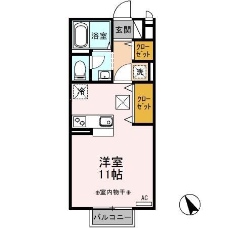 メゾンエスポワール(ワンルーム/2階)の間取り写真