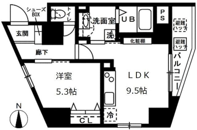 オーヴェルク‐II(1LDK/9階)の間取り写真