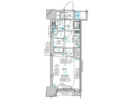 ディアレイシャス名古屋太閤通III(1K/5階)の間取り写真