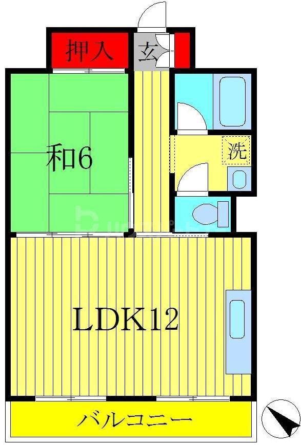 山口マンション(1LDK/3階)の間取り写真