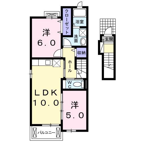 グリシーヌフィオーレ(2LDK/2階)の間取り写真