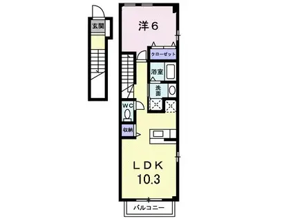 コスモアーク(1LDK/2階)の間取り写真