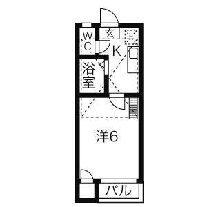 リバティー川名(1SK/2階)の間取り写真