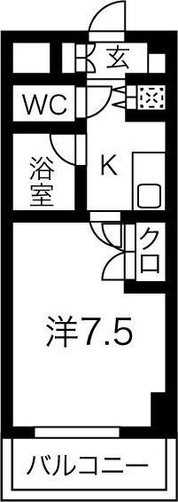 フォーシーズン(1K/7階)の間取り写真